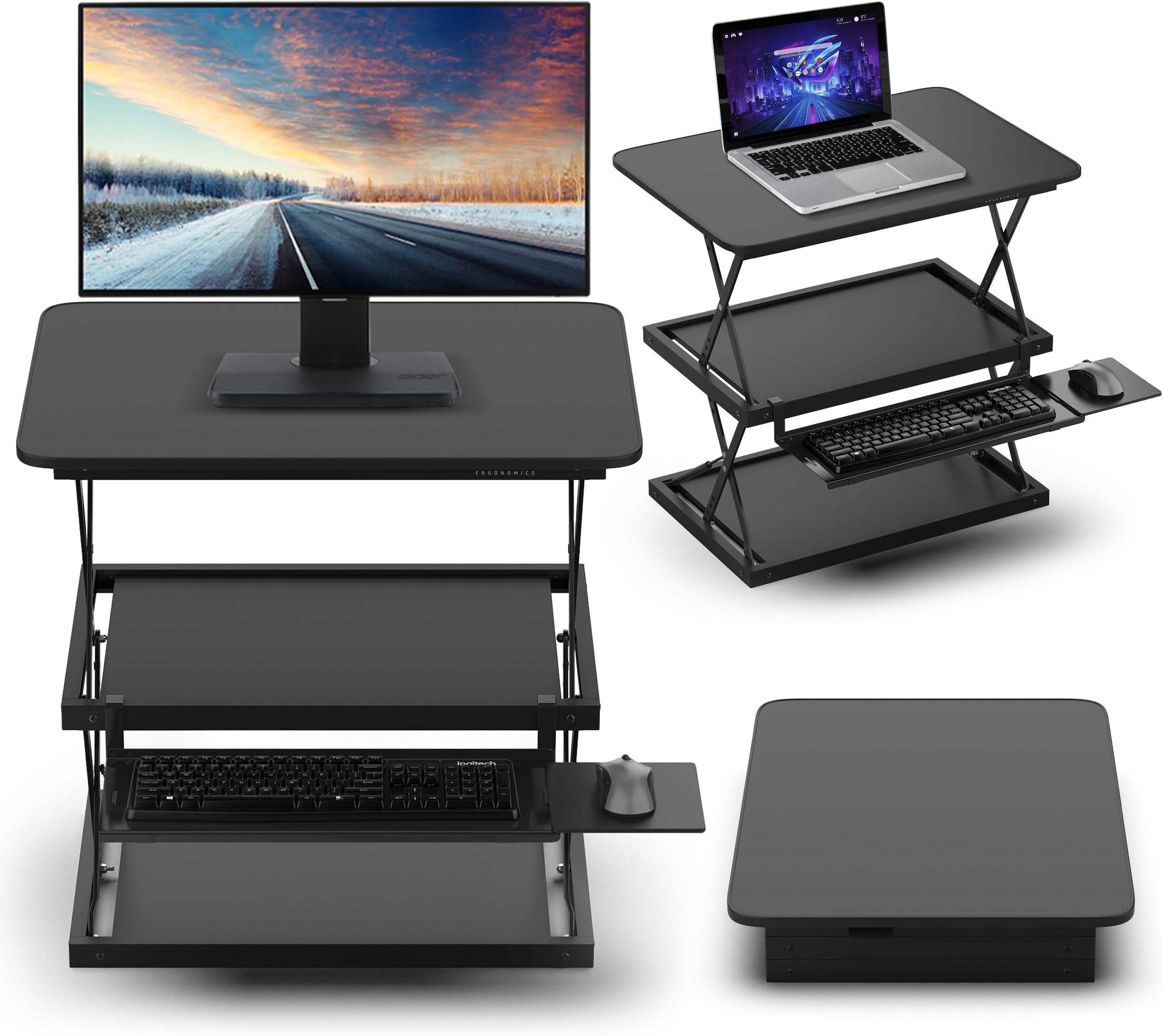 CHANGEdesk Adjustable Standing Converter, Tall Sit-to-Stand Riser 4.5"-21.5", Durable Ergonomic Computer Holder with Mouse Pad, Stand Up Workstation Riser