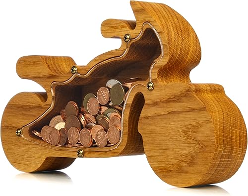 Hucha de madera para motocicleta, bicicleta de madera Montessori, para adultos, niños, niñas, banco de monedas, regalo inspirador, caja de dinero
