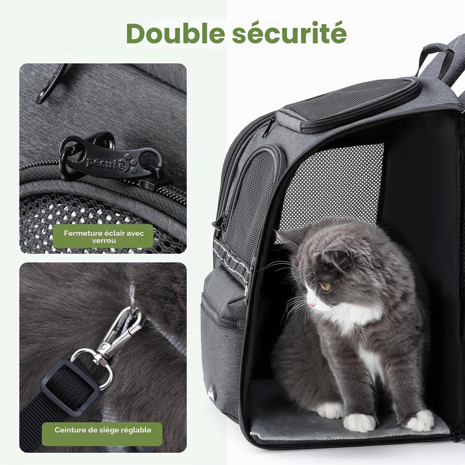 Pecute Sac à Dos Chat Chien réduction de Poids Anti-gravité de 30%, Sac à Dos Ergonomique pour Chien, Sac de Transport de décompression, Sac Respirant pour Animaux de Compagnie