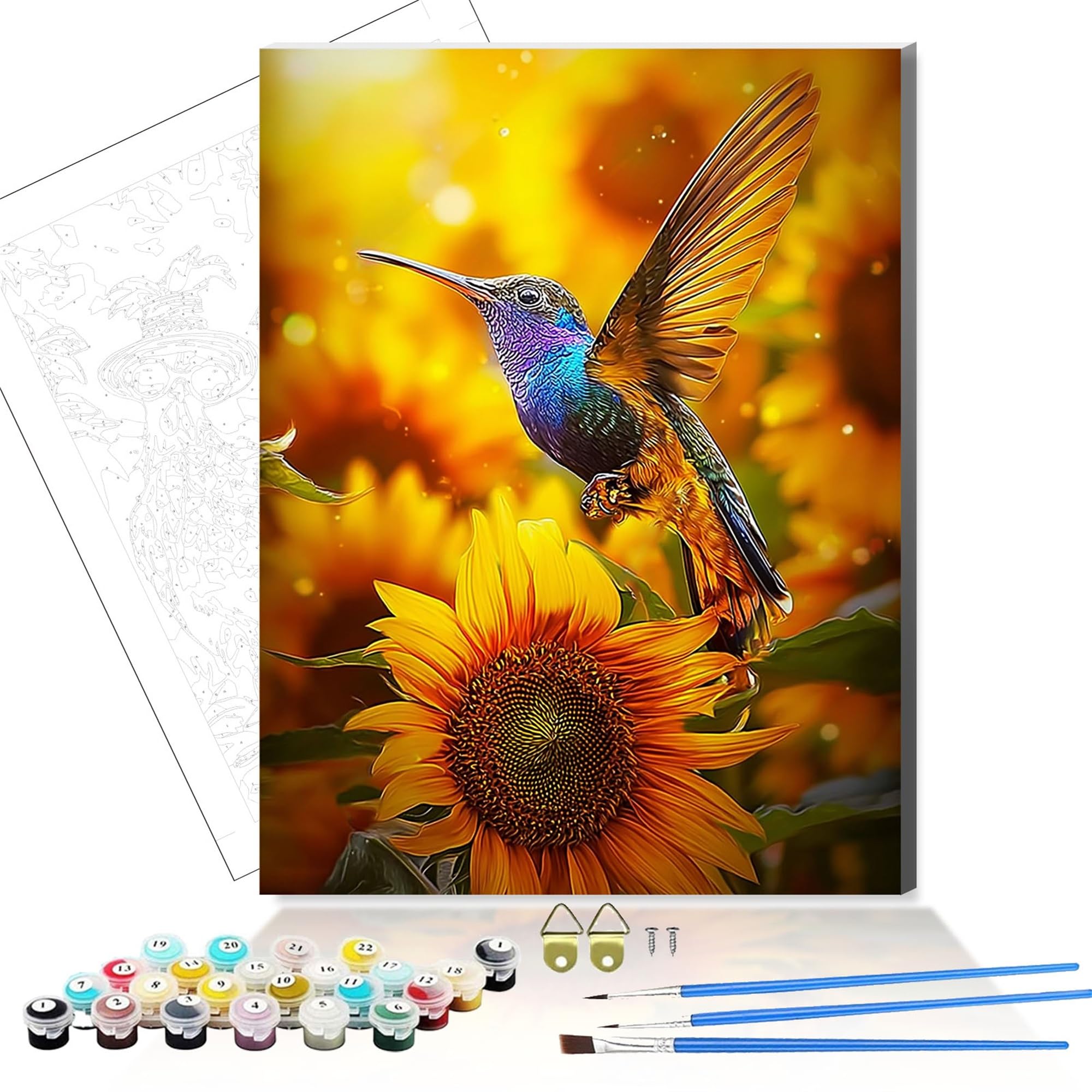 Formeyart Wooden Framed Bird Paint by Number for Adults,DIY Painting Kits for Adult,Color by Numbers Acrylic,Paint by Number Canvas Crafts Watercolor for Beginner Home Decor(Bird2)