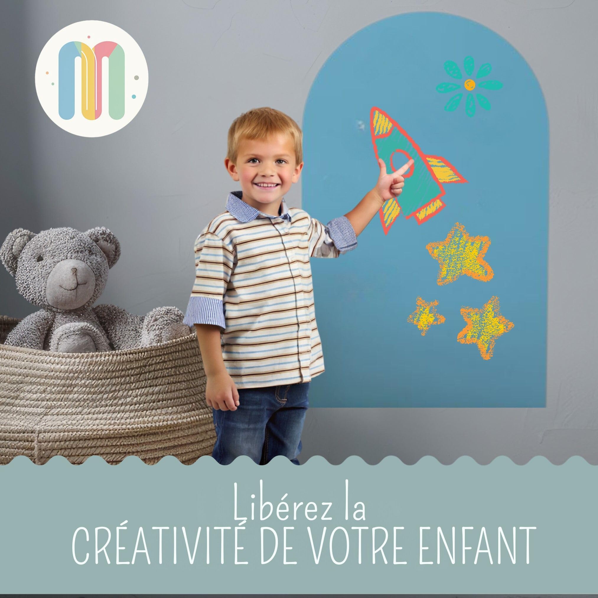 Tableau Magnétique Enfant - Tableau Magnétique Mural en Forme d’Arche -Tableau Aimanté Montessori - Idéal pour Cadeaux Filles et Garçons - Tableau Enfant Mur (Aquamarine 120 x 60 cm)
