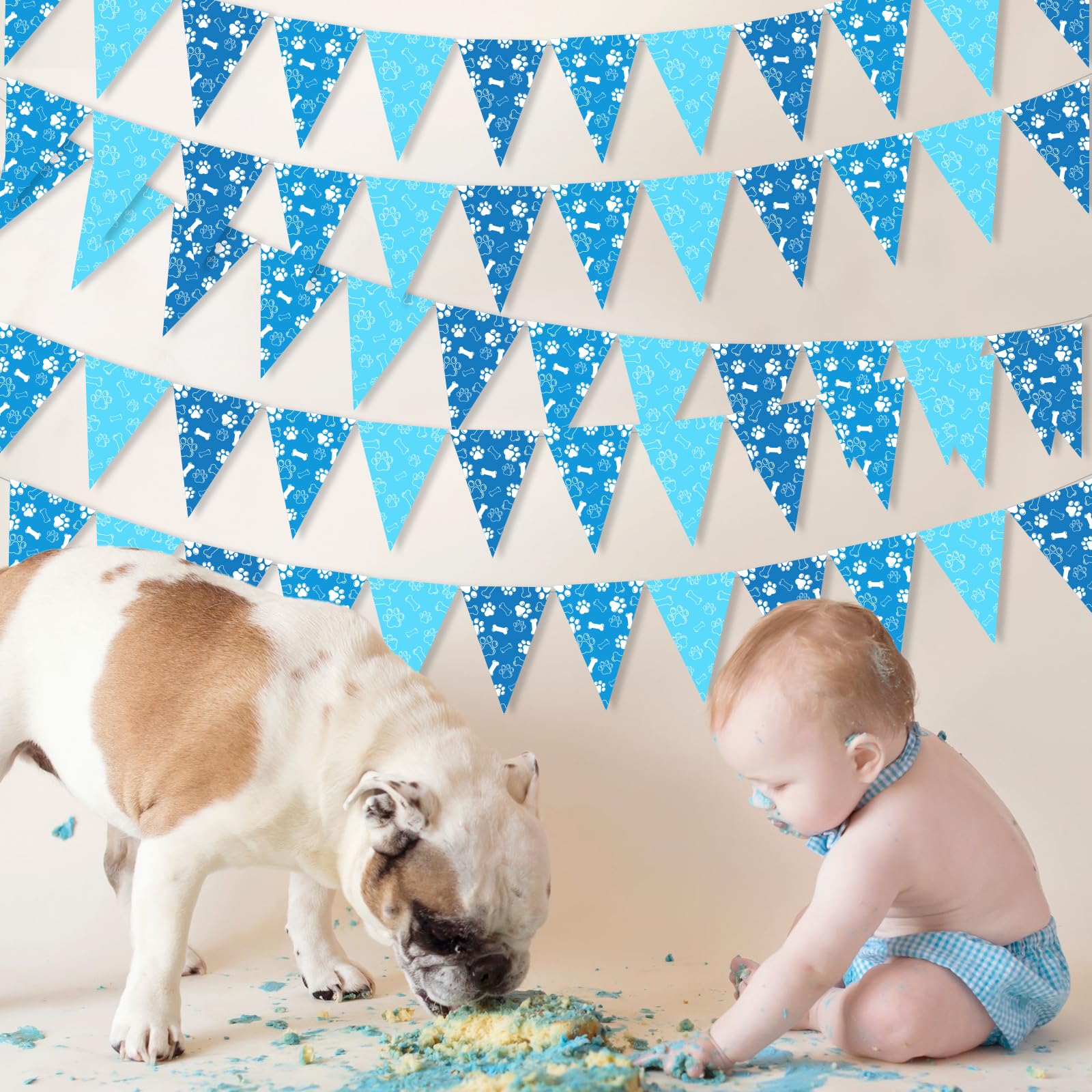 Cheereveal Hunde-Wimpelbanner Set – 5 Stück Blaue Pfotenabdrücke Für Hundeparty-Deko