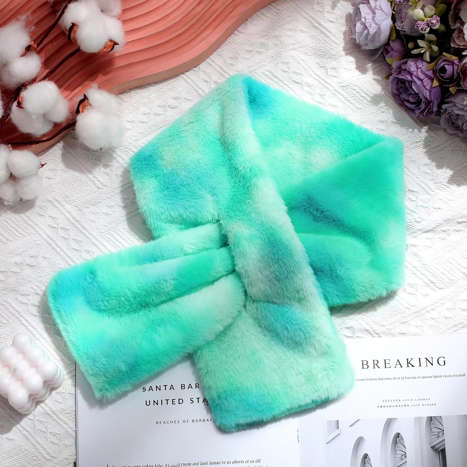 Coume Kids Scarf for Girls Boy Rainbow Toddler Winter Scarf Neck Warmer Gradient Cross Tie Fluffy Collar for Valentines Gifts - Image 4