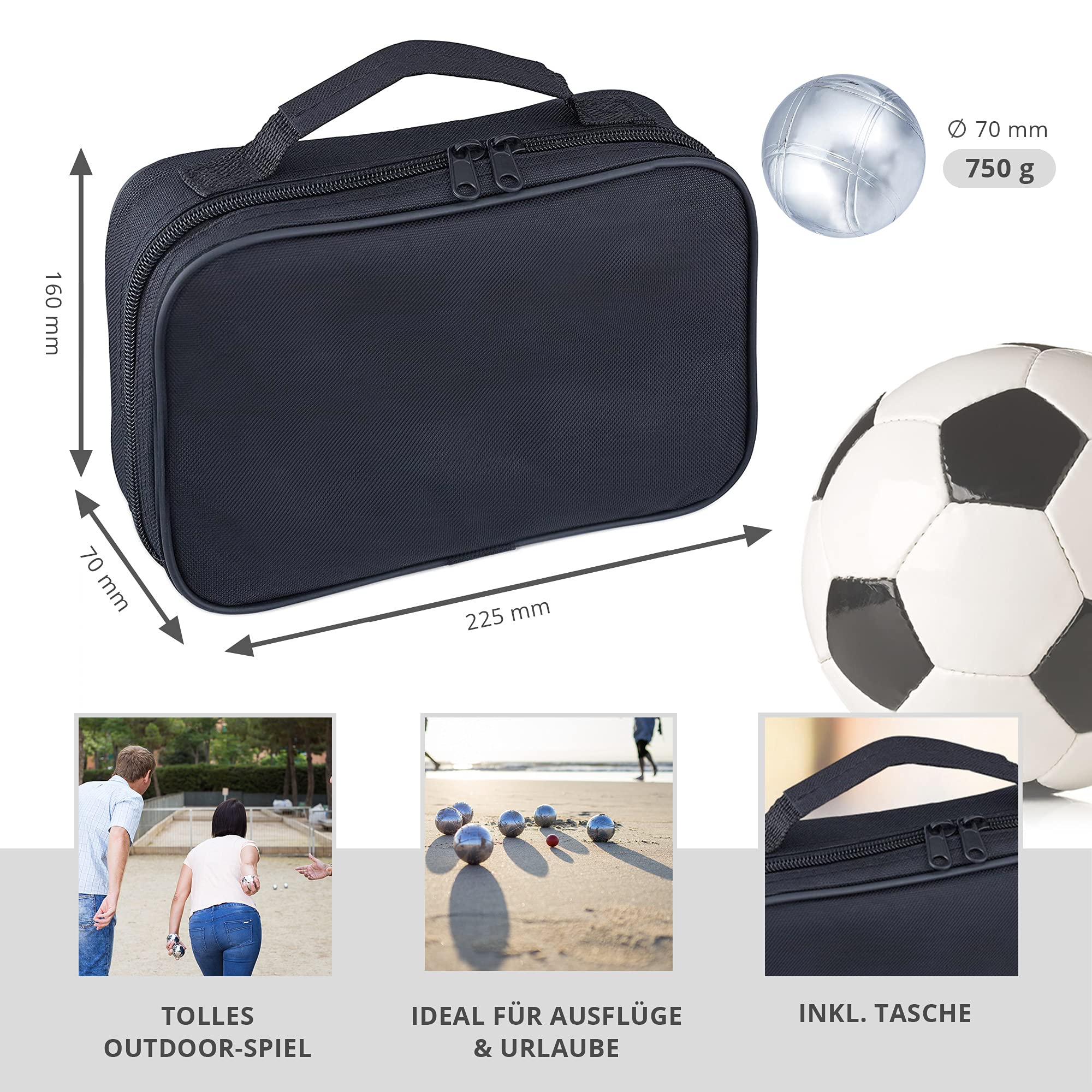 Monsterzeug Boccia, set di palline per bocce, per divertimento all'aperto, gioco sportivo per esterni