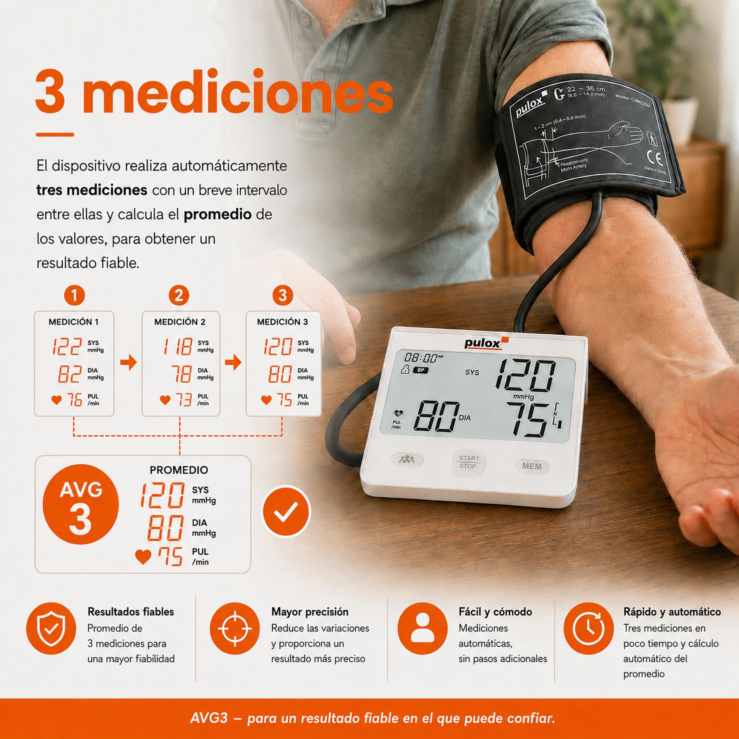 Pulox BP-200 - Tensiómetro automático con detección AFib en caso de arritmias cardíacas y fibrilación auricular