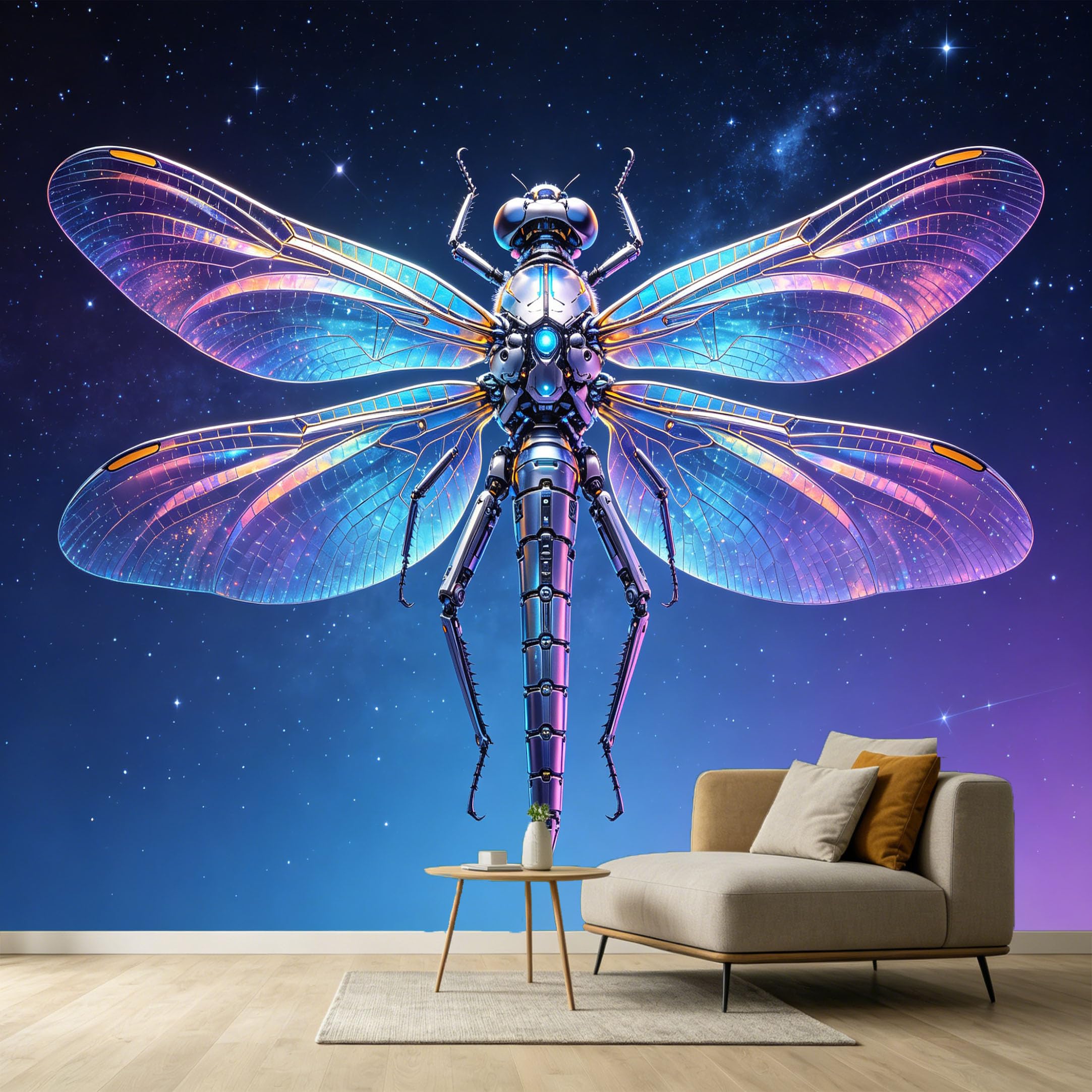 Custom Size Wall Murals Cyberpunk Mechanical Dragonfly Modern Abstract 3D SciFi SelfAdhesive Wall Fabric Removable Large Wallpaper for Photo Living Room