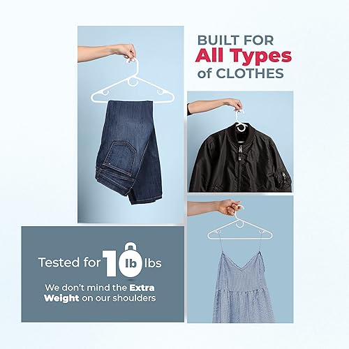 Miniatura 5 de Perchas Neaties de plástico muy duro, perchas de plástico para la ropa, ideales para el uso diario, perchas estándar para la ropa, hechas en EE.UU.