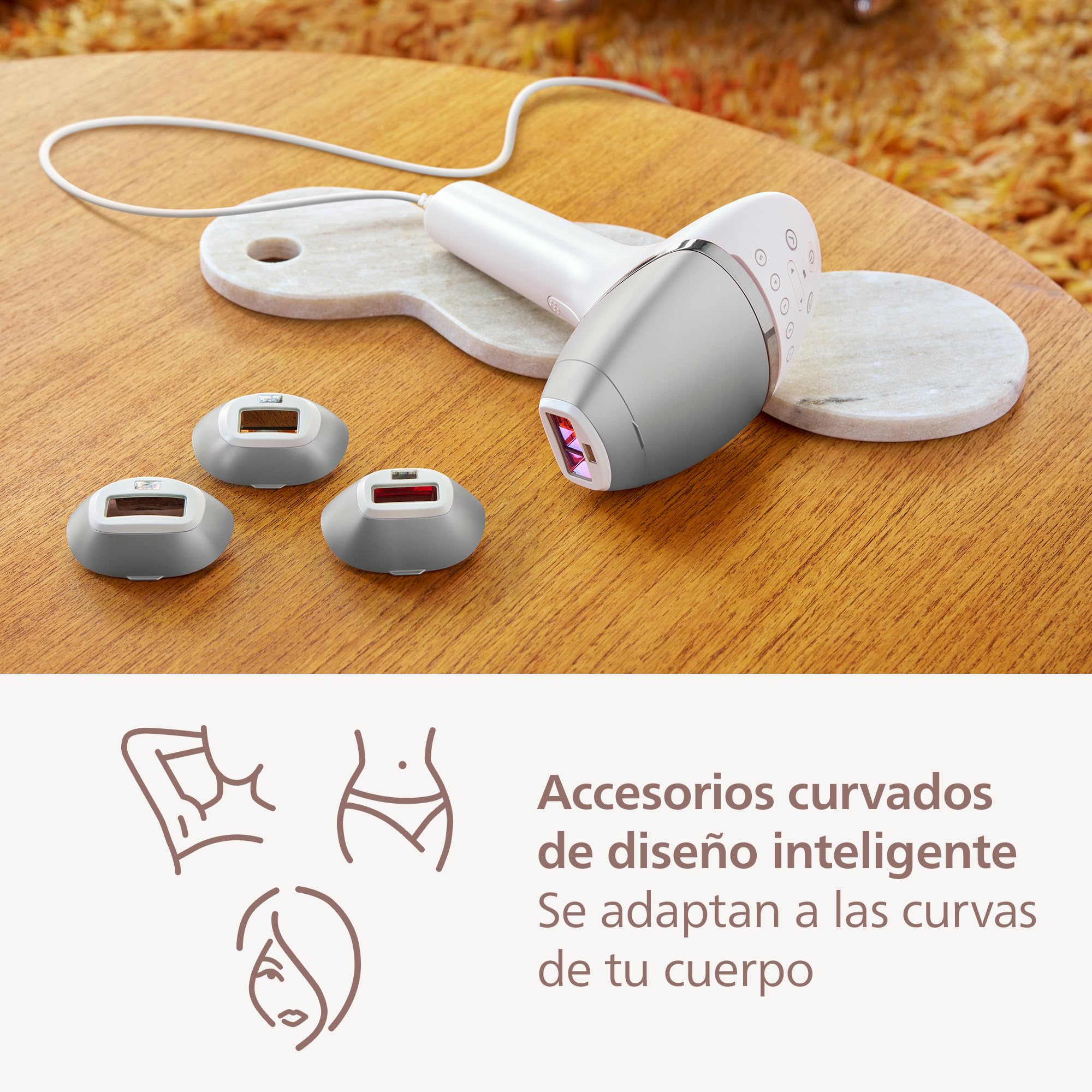 Philips Lumea serie 8000, dispositivo de depilación IPL, alternativa al láser, SenseIQ, 3 accesorios para cuerpo, cara y zonas de precisión, BRI946/00