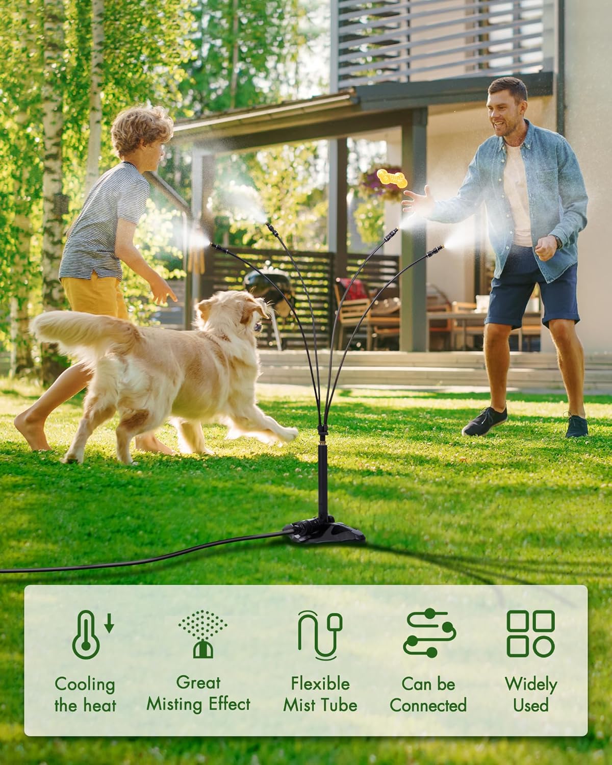 Rafow Standing Misters for Outside Patio Portable Misting System for Cooling Outdoor 26.5 Ft Stand Mist Line Water Sprinklers Patio Mister for Garden Backyard BBQ Party Pool Beach