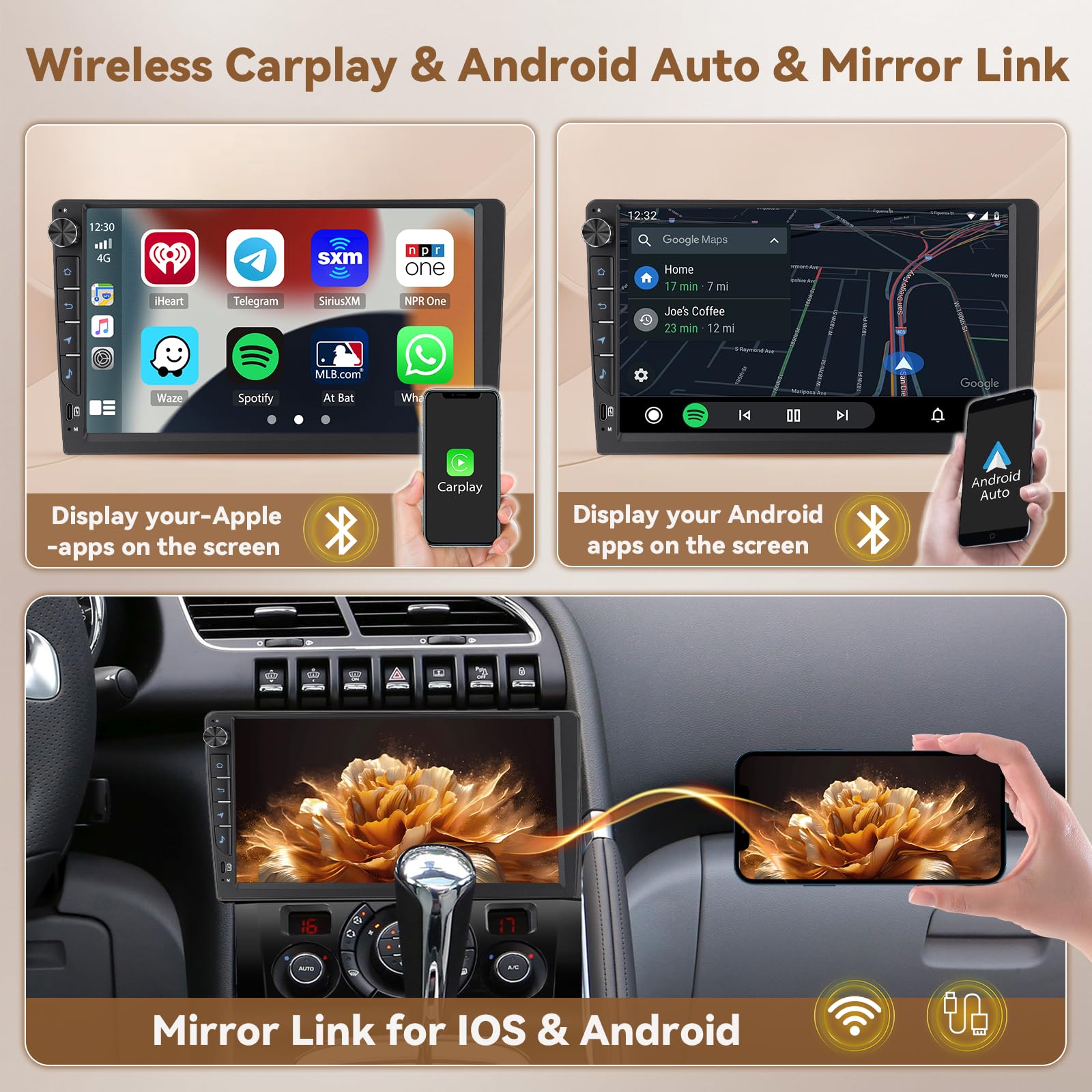 Hikity Radio samochodowe Android 15 4+64 GB do Peugeot 3008 2013 z ekranem dotykowym 9 Zoll, radio samochodowe 2DIN z bezprzewodowym odtwarzaczem Carplay Android Auto, FM/RDS Radio BT GPS WiFi