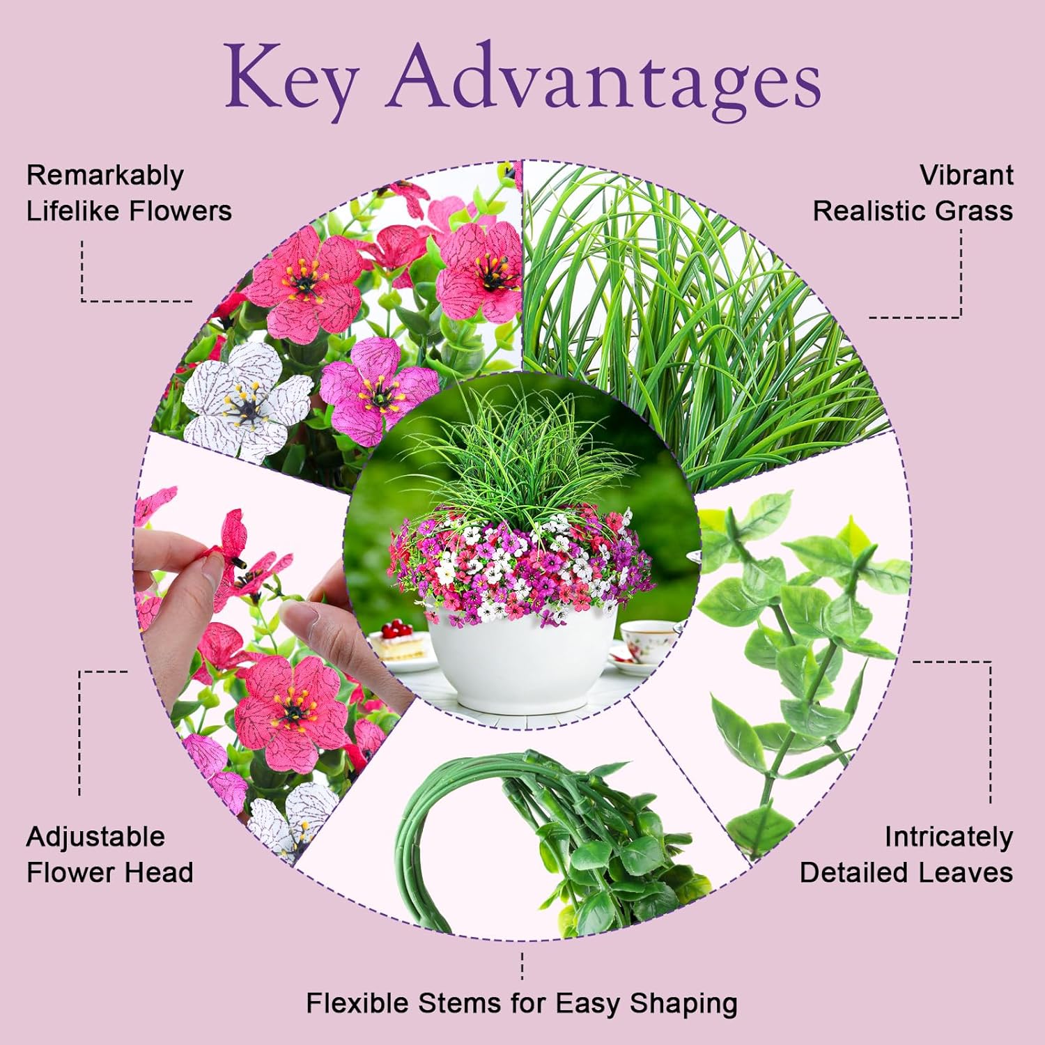 Artificial Flowers for Outdoors, 14 Bundles UV Resistant Fake Flowers Daisy with Greenery Plants,Faux Outdoor Flowers for Spring Summer Decoration, Outdoor Faux Plants Home Window Porch Patio Yard - Image 4