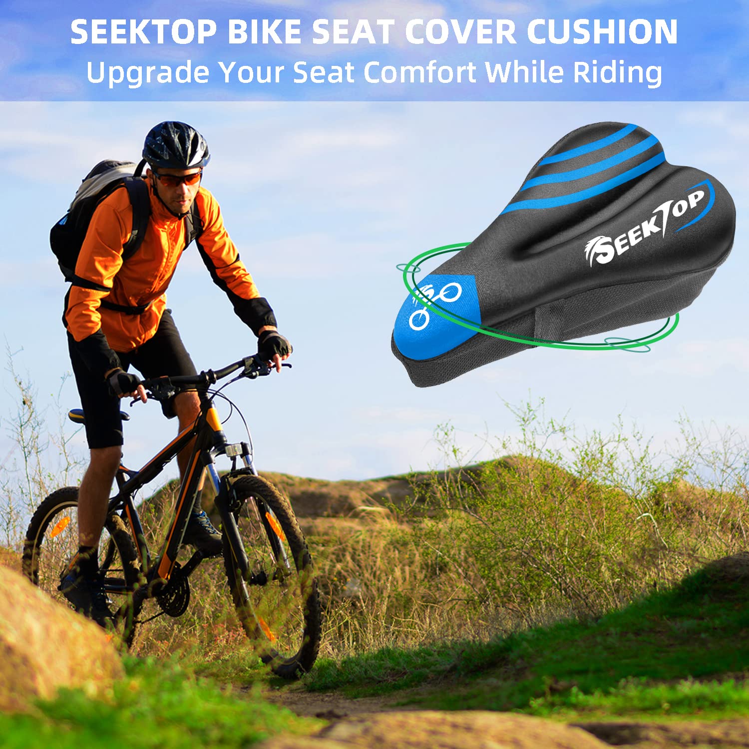 Seektop Bike Seat Cushion for Men Women, Gel Padded Bike Seat Cover