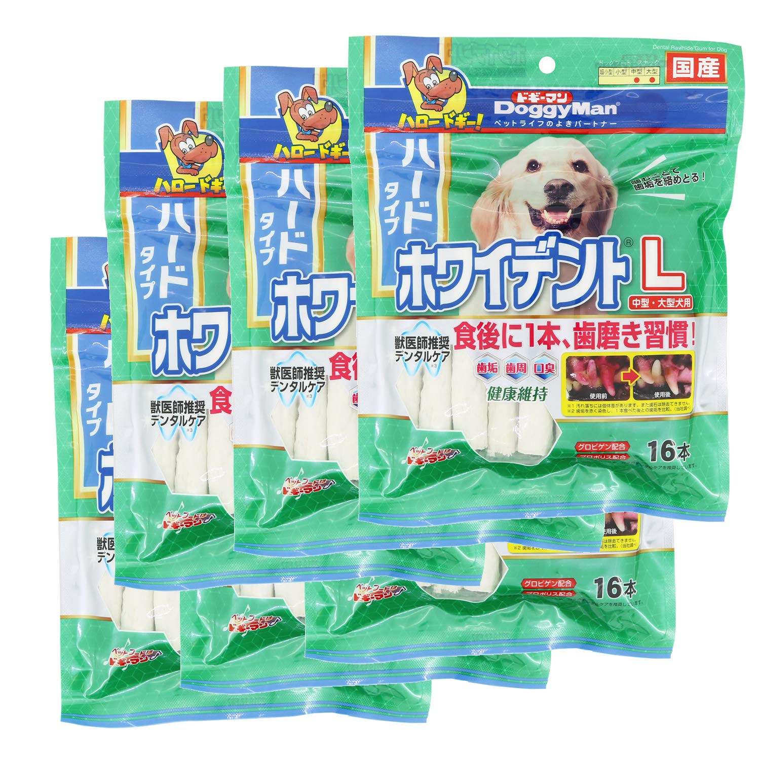 Amazon | ドギーマン ホワイデントスティック L ハードタイプ 16本×6個