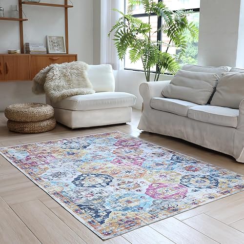 Mandala Machine Washable Rug (5' x 7')