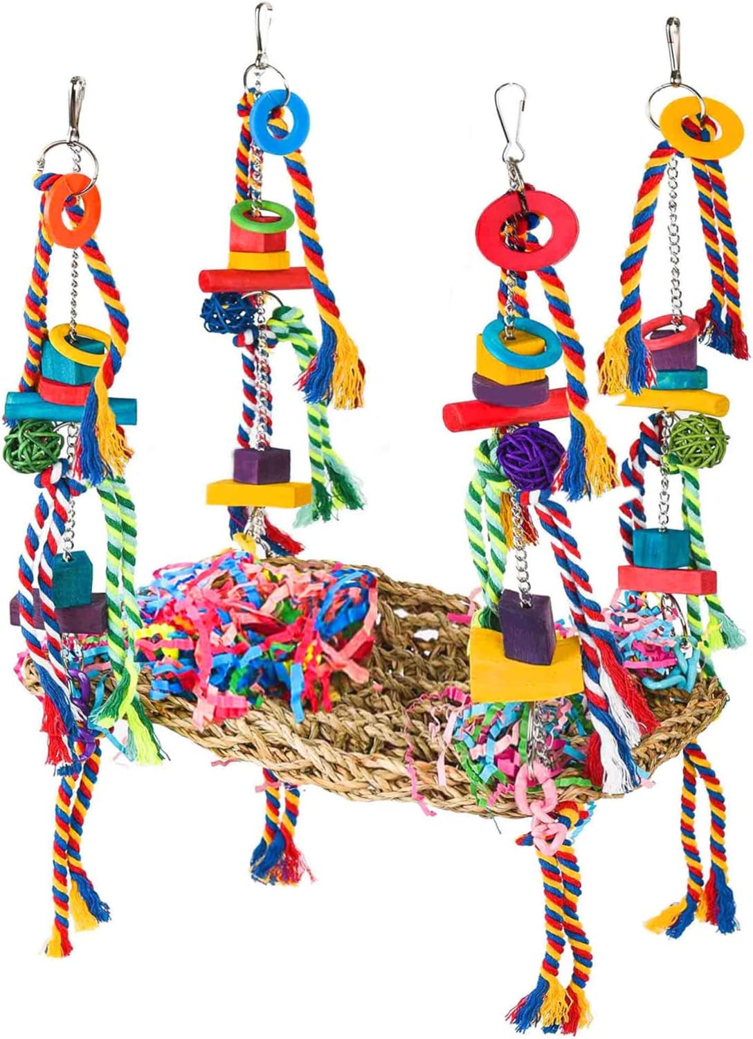 Pomeyard Bird Toys for Parakeets Toys for Conures Cockatiel Bird Cage Accessories Foraging House Small Bird Toys for Lovebirds Seagrass…