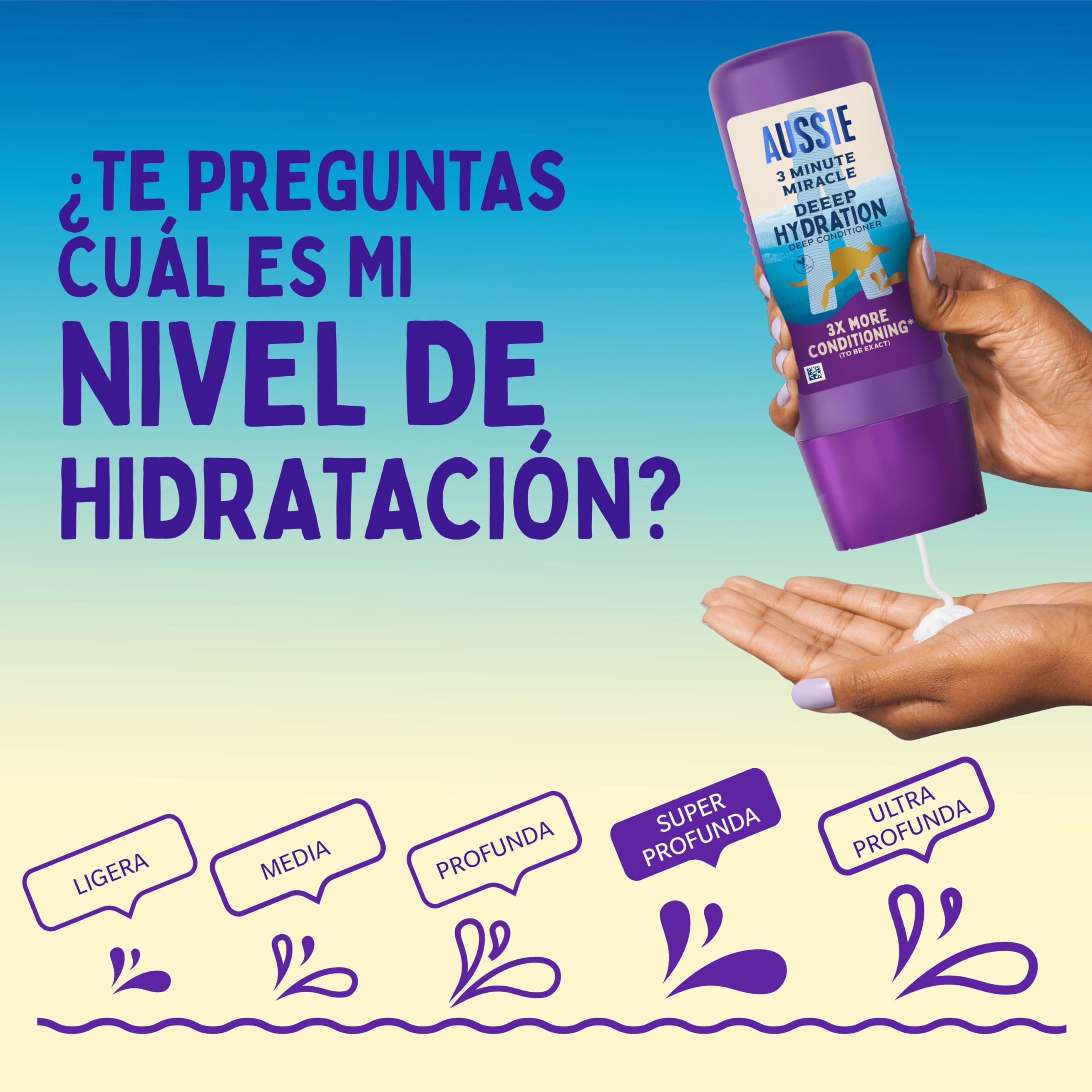 Aussie Hidratación Profunda Champú 300ml + Mascarilla 500ml + 3 Minute Miracle 250ml para Hidratar el Pelo Muy Seco y Grueso