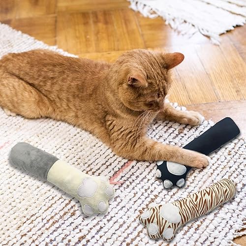 Miniatura 5 de Andiker Cat Toys - Patas de gato, 10.5 pulgadas, juguetes de hierba gatera con sonido arrugado, suave y duradero, juguetes interactivos para gatitos