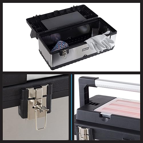 Miniatura 8 de Stalwart Caja de herramientas - Cuenta con organizador de piezas pequeñas con 18 contenedores y bandeja extraíble - Bolsa portátil de herramientas