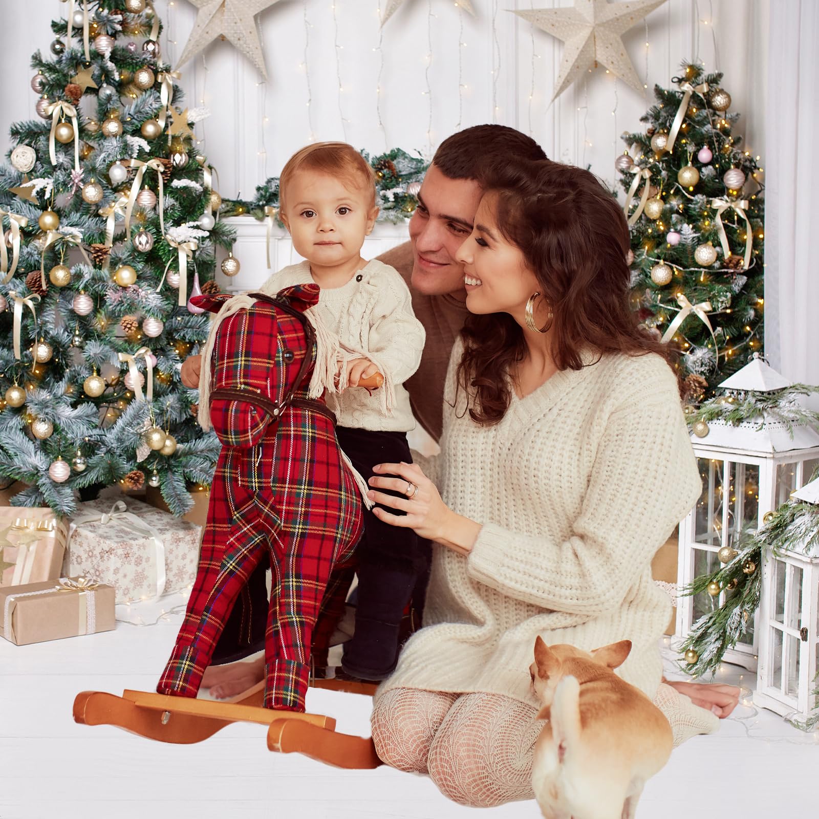 Avezano Weihnachts-Fotohintergrund – Weißer Kamin & Holzboden, 1,8x2,4 M, Vinyl, Für Studio & Zuhause