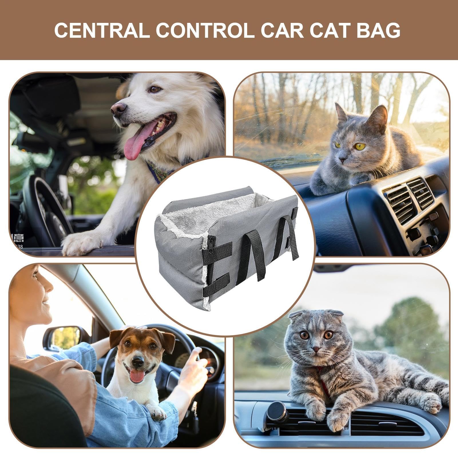 Seggiolino per cani per consolle | Center Console Pet Amplificatore di | viaggio sedile con manico – per passeggino – Uso per auto e casa, sicuro e confortevole portabagagli per piccoli