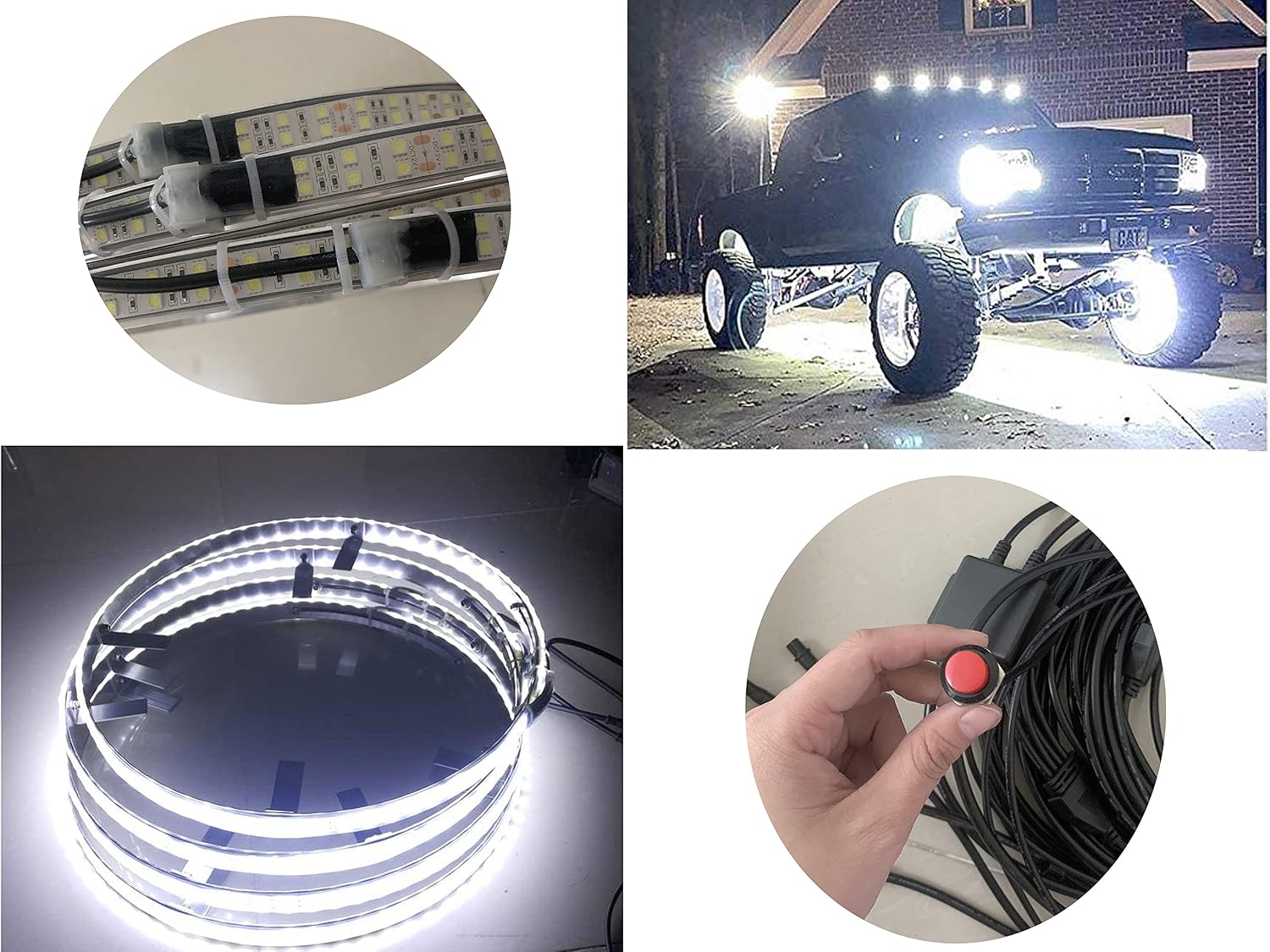 SDO 15.5" Double Row Cold White LED Wheel Ring Light 624Leds Flashing Rim Light Tire Light Wheel Well Light for Car Truck Vehical
