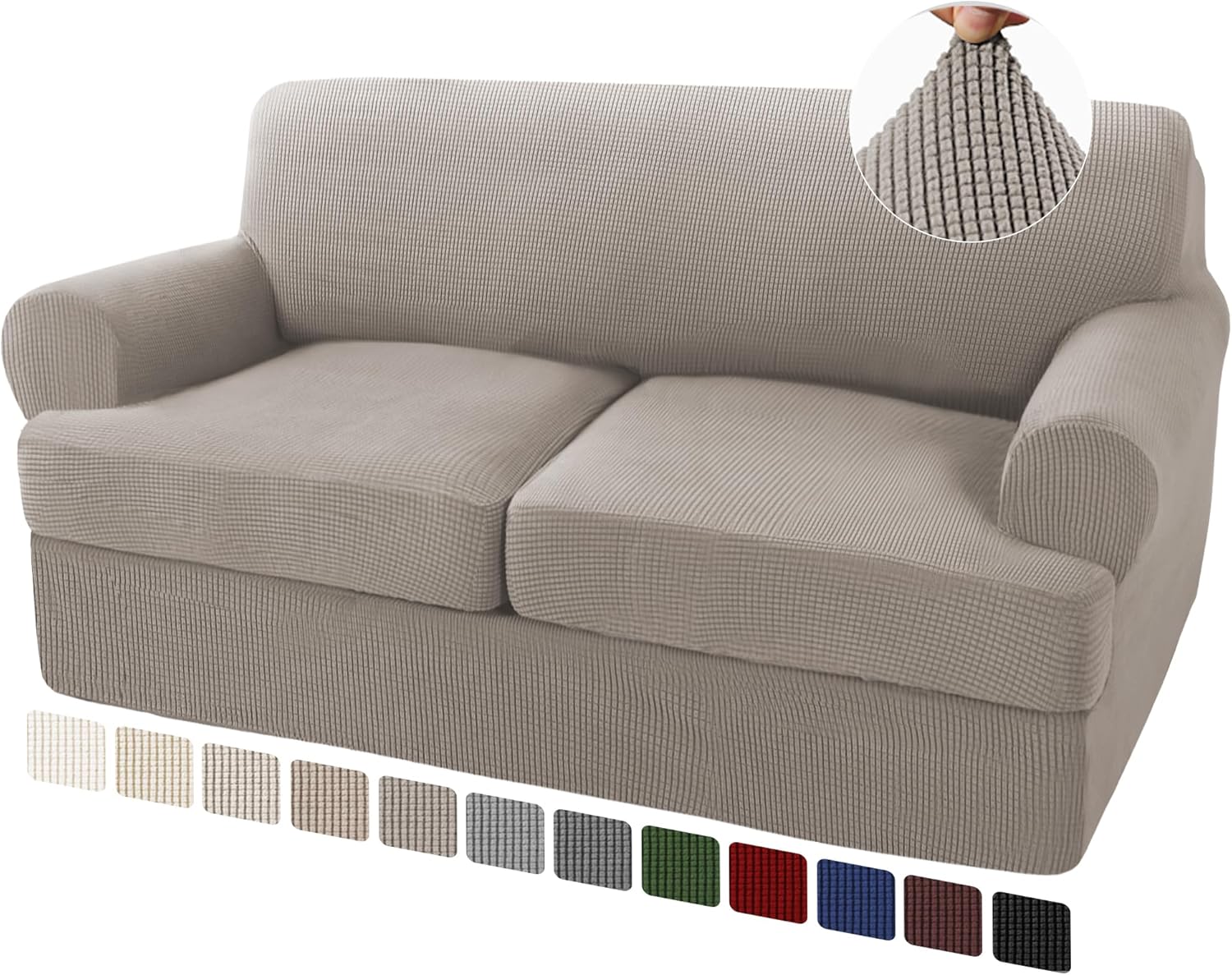 Turquoize 3 Piece T Cushion Loveseat Slipcovers Sofa Cover for 2