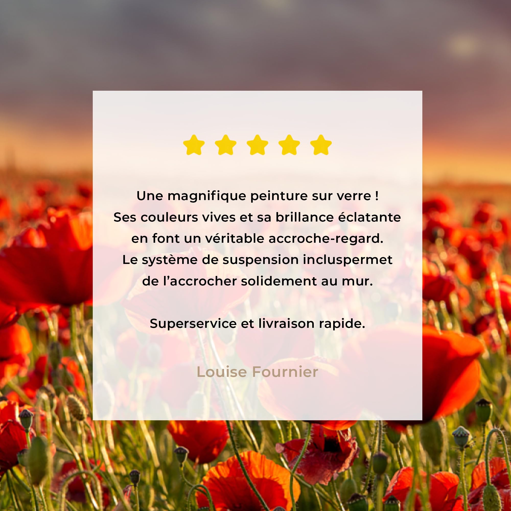 MuchoWow© Stampe In Vetro 60x40 cm Immagine Giorno Interni Notte Moderno Accessori Arredo Poster Murale Cornice Decorazione Pareti Tramonto - Papaveri - Rosso - Fiori - Campo - Natura
