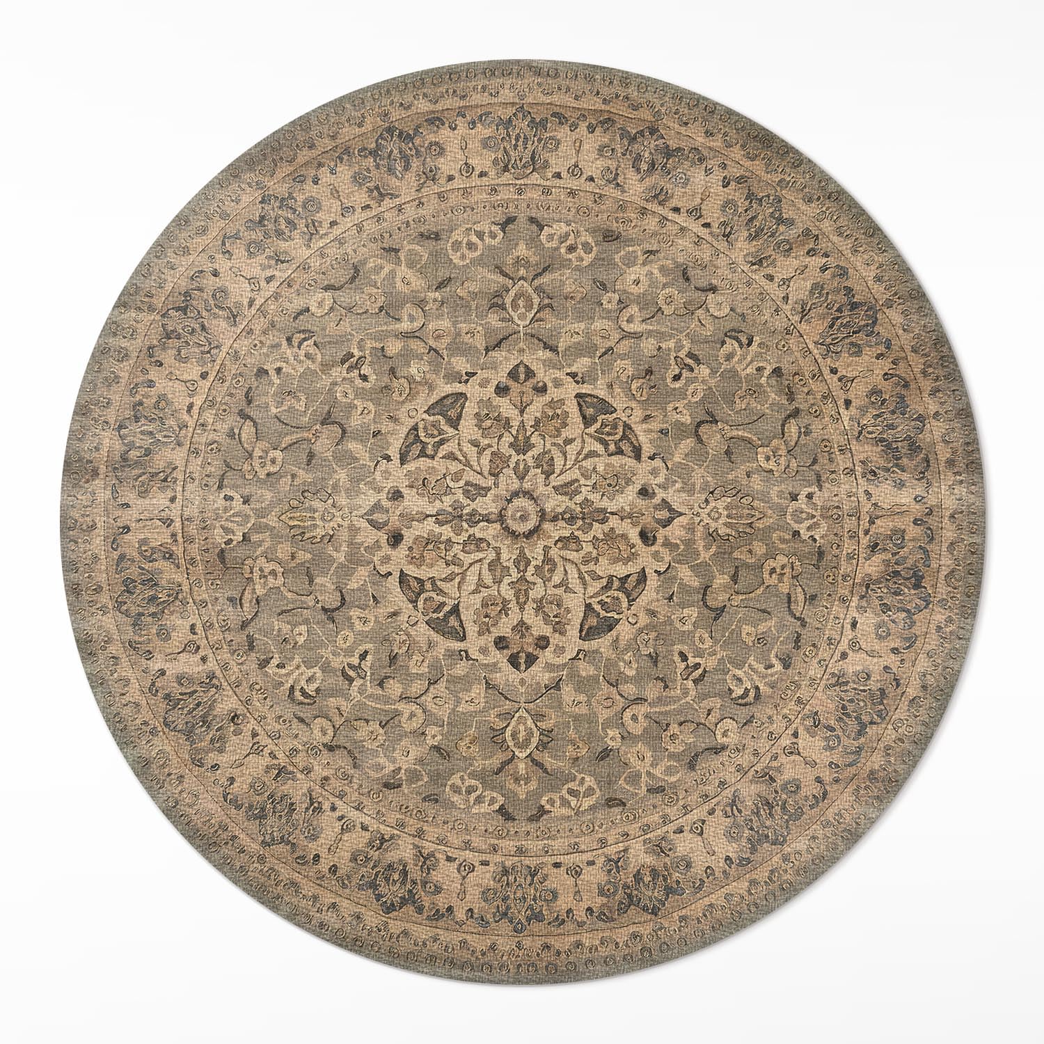 Tapis du Sol Vinyle ø130 cm Rond Maison Deco Entretien Facile Résistant à la Rayure de Sol Cuisine pour Salon Chambre Intérieur PVC Durable et élégant - Harmonie des Couleurs