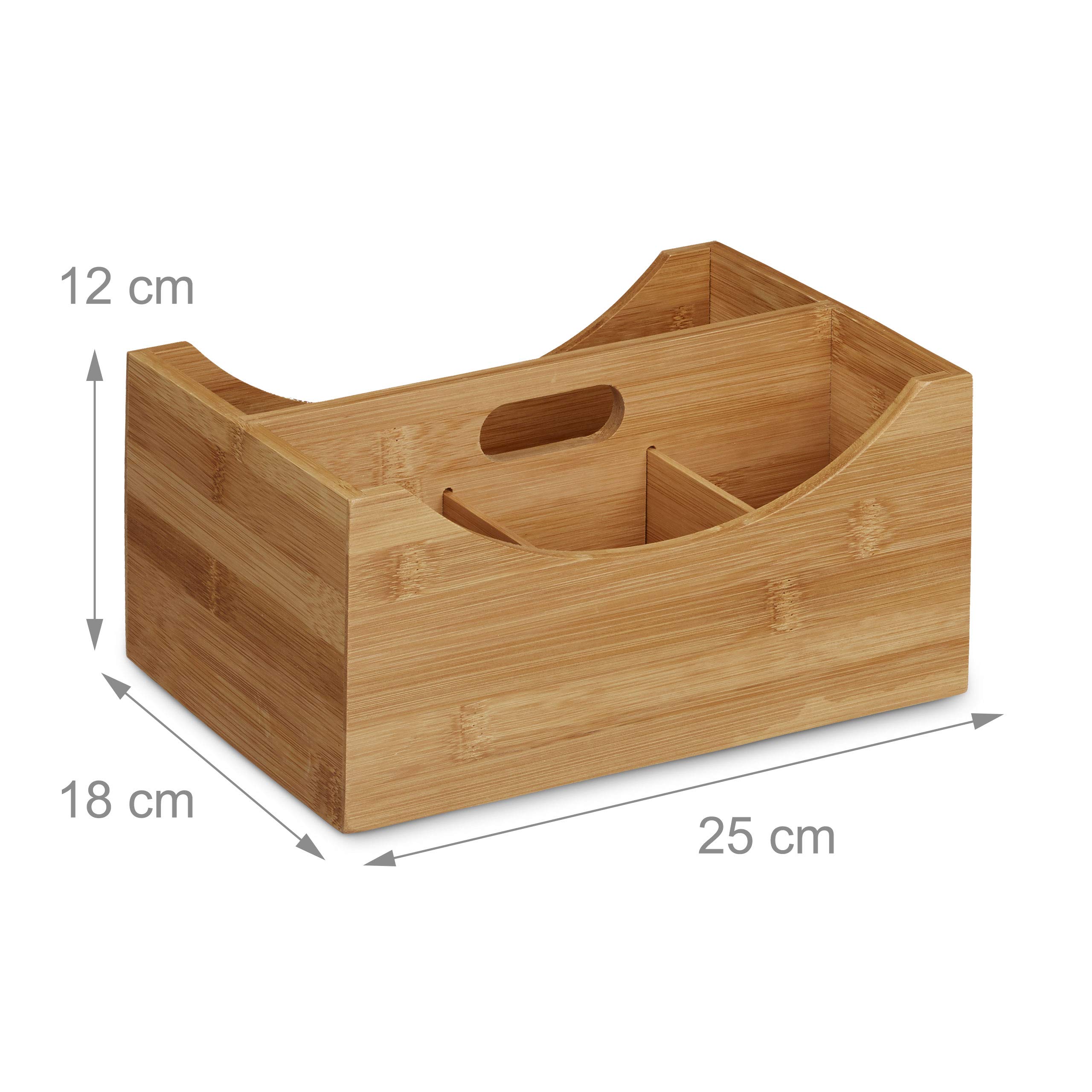 Relaxdays Schreibtisch Organizer, Briefablage A4, Notizzettel und Stifte ordnen, 26 x 33 x 24 cm & Schreibtischorganizer Bambus, Stifteköcher, 4 Fächer, natürliche Maserung, 12 x 25 x 18 cm, natur