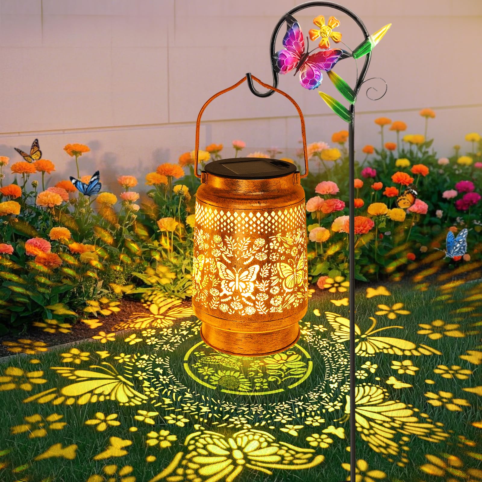 Solar Lanterns Outdoor Butterfly Garden Decor, Birthday Gifts for Women Mom