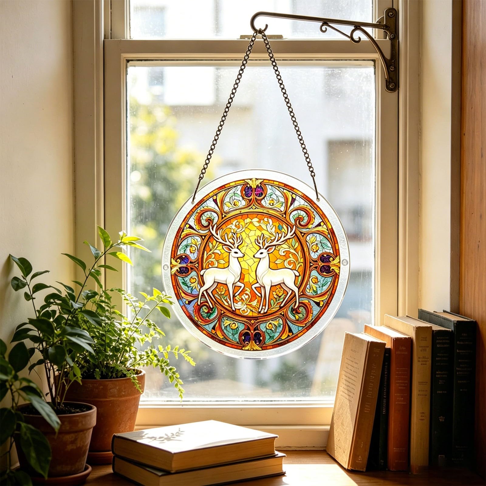 Acrylic Suncatcher Puzzle for Adult Window Hanging, 7.4inch Suncatcher Puzzle Wall Hanging, DIY Sun Catcher Stained Glass Acrylic Puzzles Decoration for Women Men (#U)