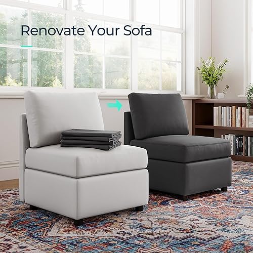 Miniatura 4 de LINSY HOME Funda modular de sofá modular para un solo asiento, fundas de sofá lavables, incluye fundas de respaldo, cojín de respaldo, cojín de