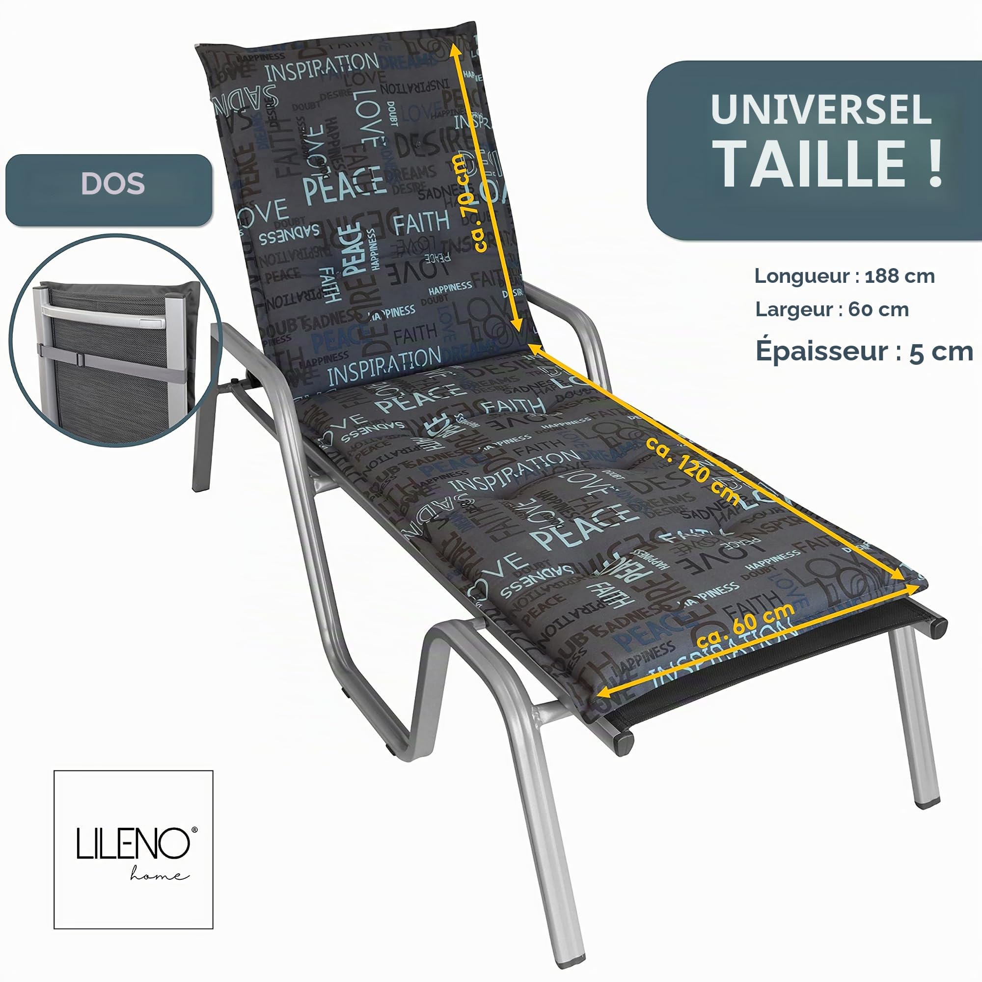 LILENO Home Coussin de Chaise Longue en Forme de Lettres