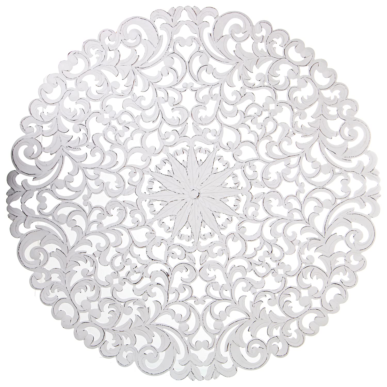 Retable Rond en Bois MDF ajouré Blanc DRW pour habiller un mur vide avec élégance et finesse