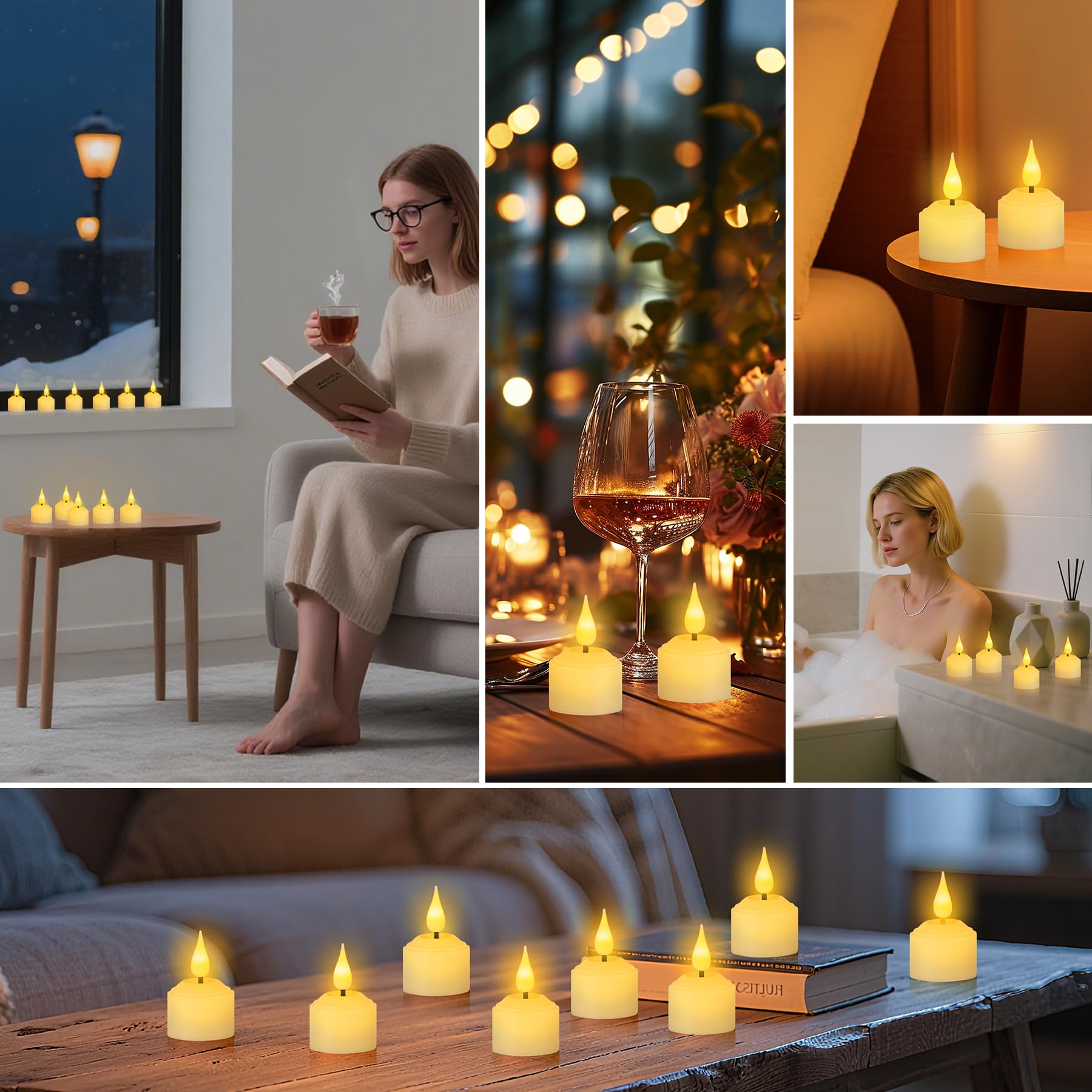 Forever Speed 12 Pezzi Candele LED Ricaricabili con Stazione di Ricarica e Telecomando, Lumini LED Elettriche Flameless Candele per Decorazione per Feste, Matrimonio, Regali