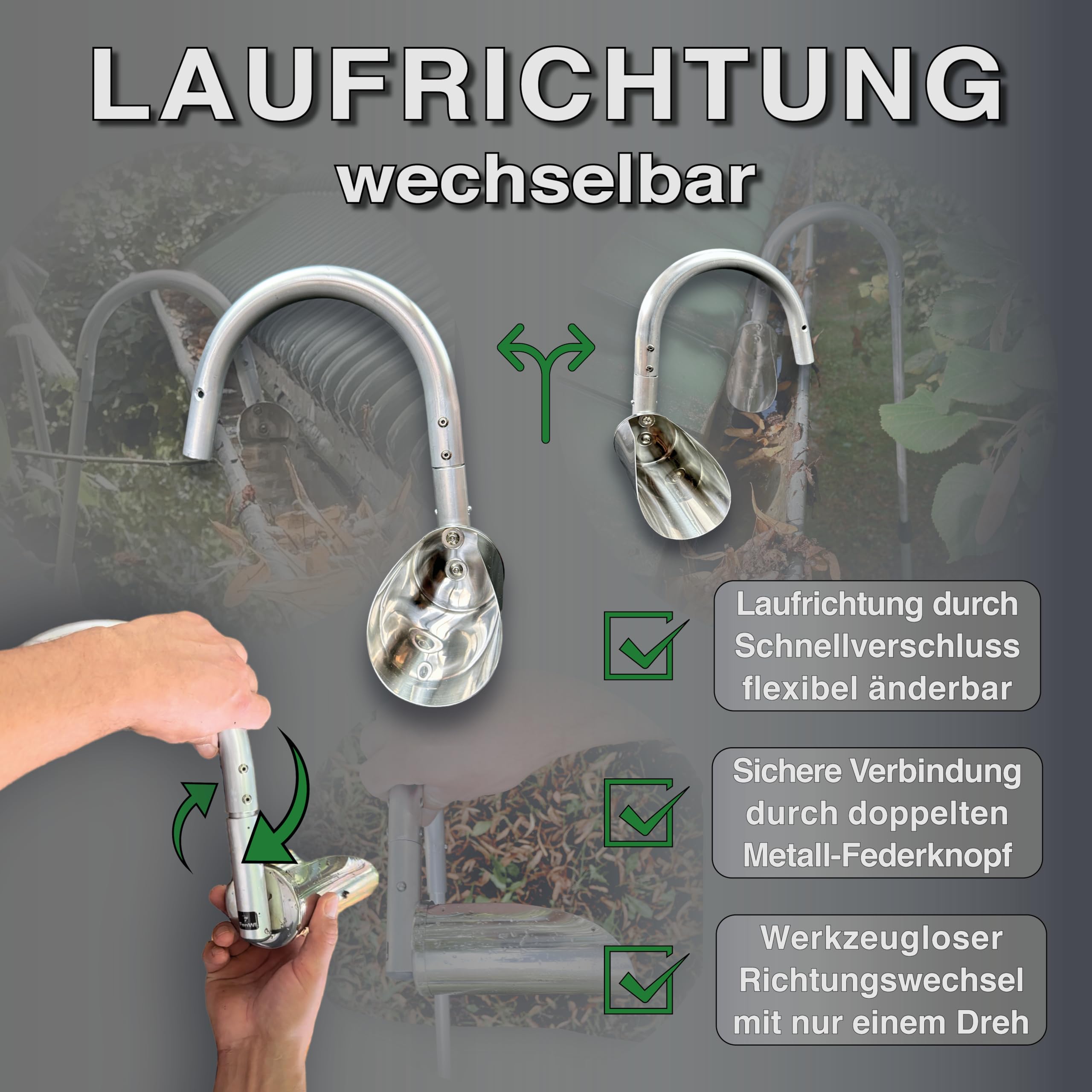 FenWi 6m Teleskop Dachrinnenreiniger Set mit Alu Teleskopstange | Edelstahl Dachrinnenschlitten und Dachrinnenbürste zur Reinigung der Dachrinne ohne Leiter oder Gerüst