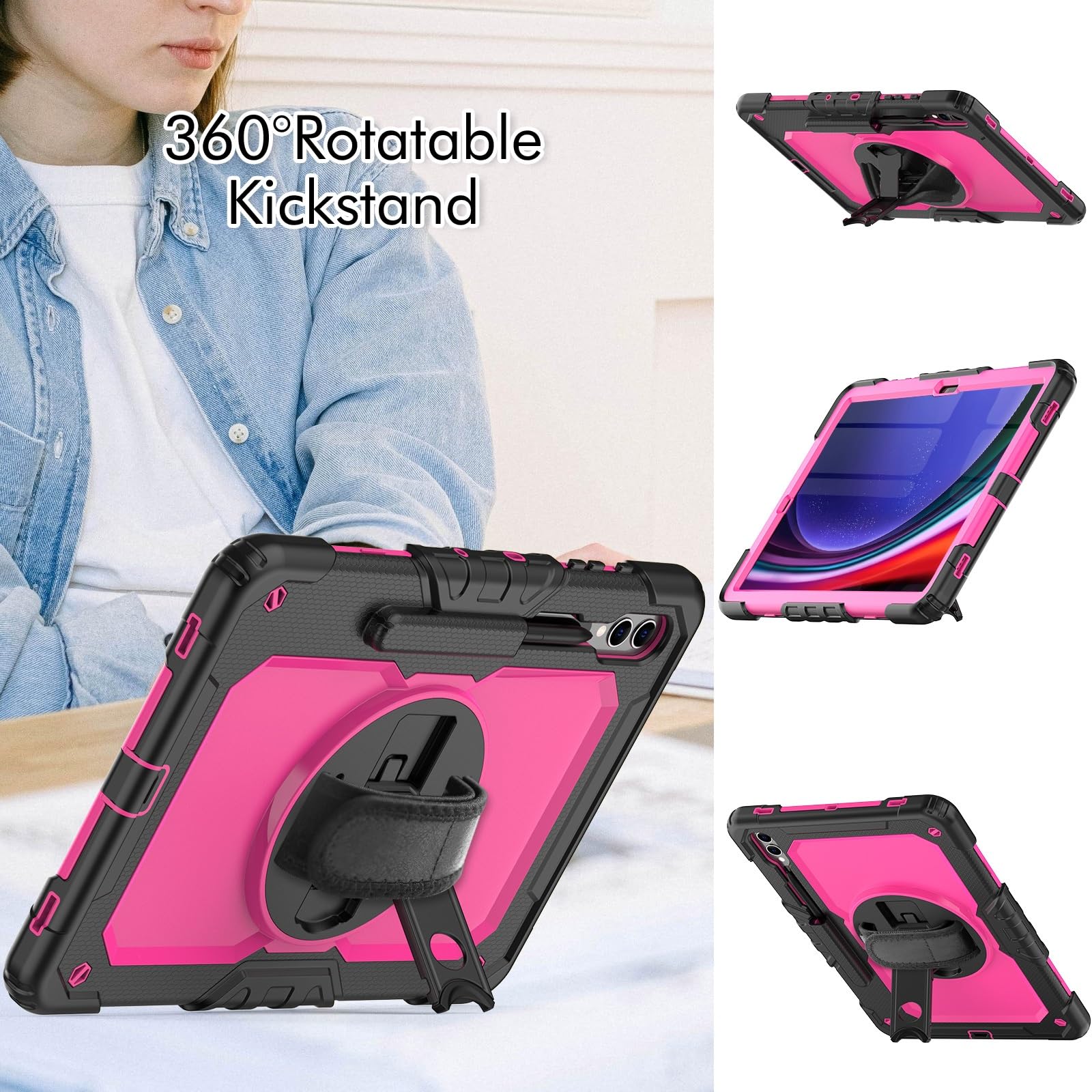 Custodia protettiva per tablet PC compatibile con Samsung Galaxy Tab S9 Plus da 12,4 pollici modello 2023 (SM-X810/X816/X818), custodia resistente antiurto in TPU, custodia protettiva W pellicola