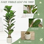 HOMCOM 4FT Artificial Fiddle Leaf Fig Tree Set of 2 with Solid Wood Trunks, Lifelike Fake Tree with 45 Leaves in Pot for Indoor Living Room Office Home Decor, Green