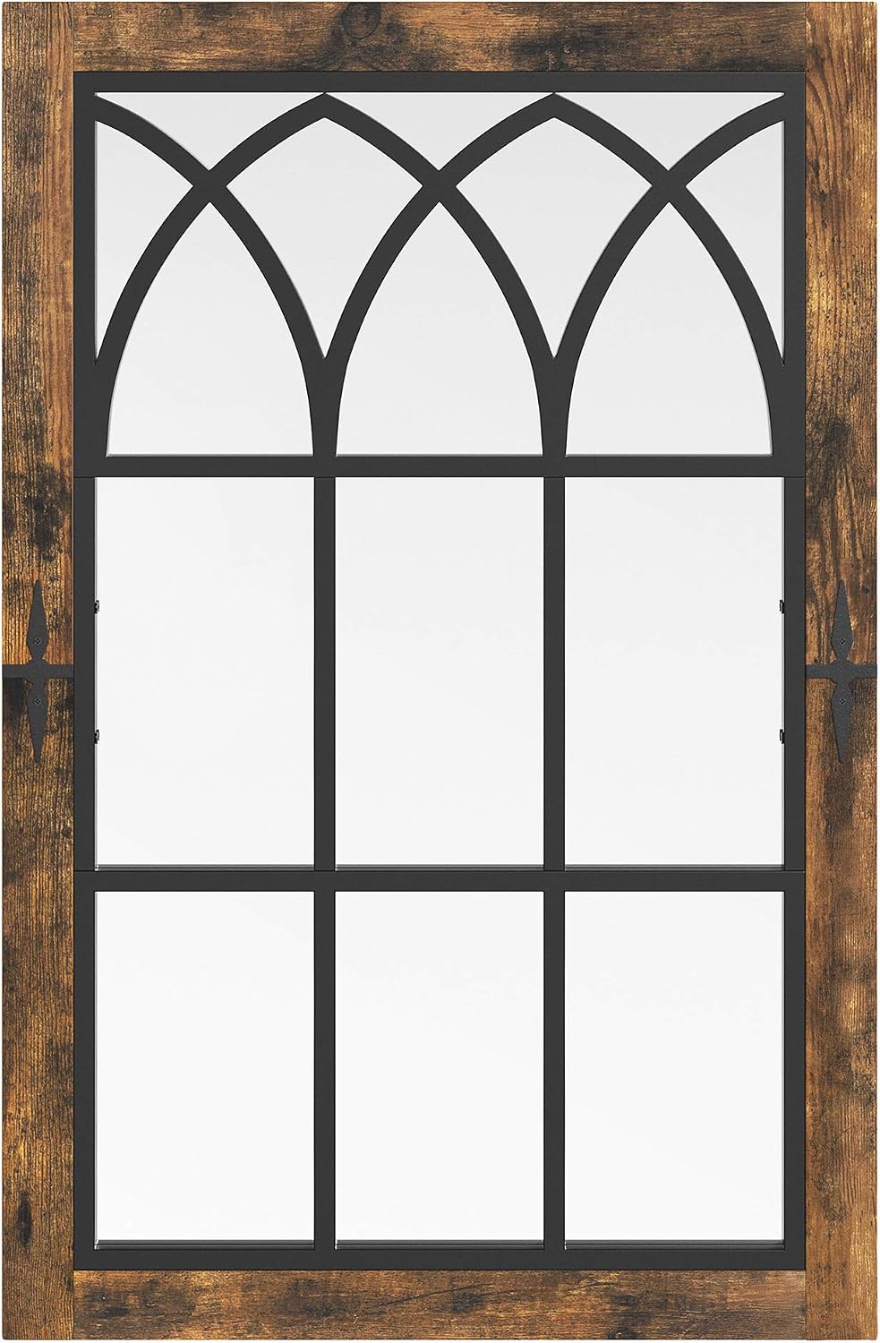 VASAGLE Wall Mirror, Large Rectangle Window Mirror, Home Decor for Living Room, Dining Room, Hallway, 24 x 0.8 x 37.4 Inches, Rustic Brown and Black ULWM201X01