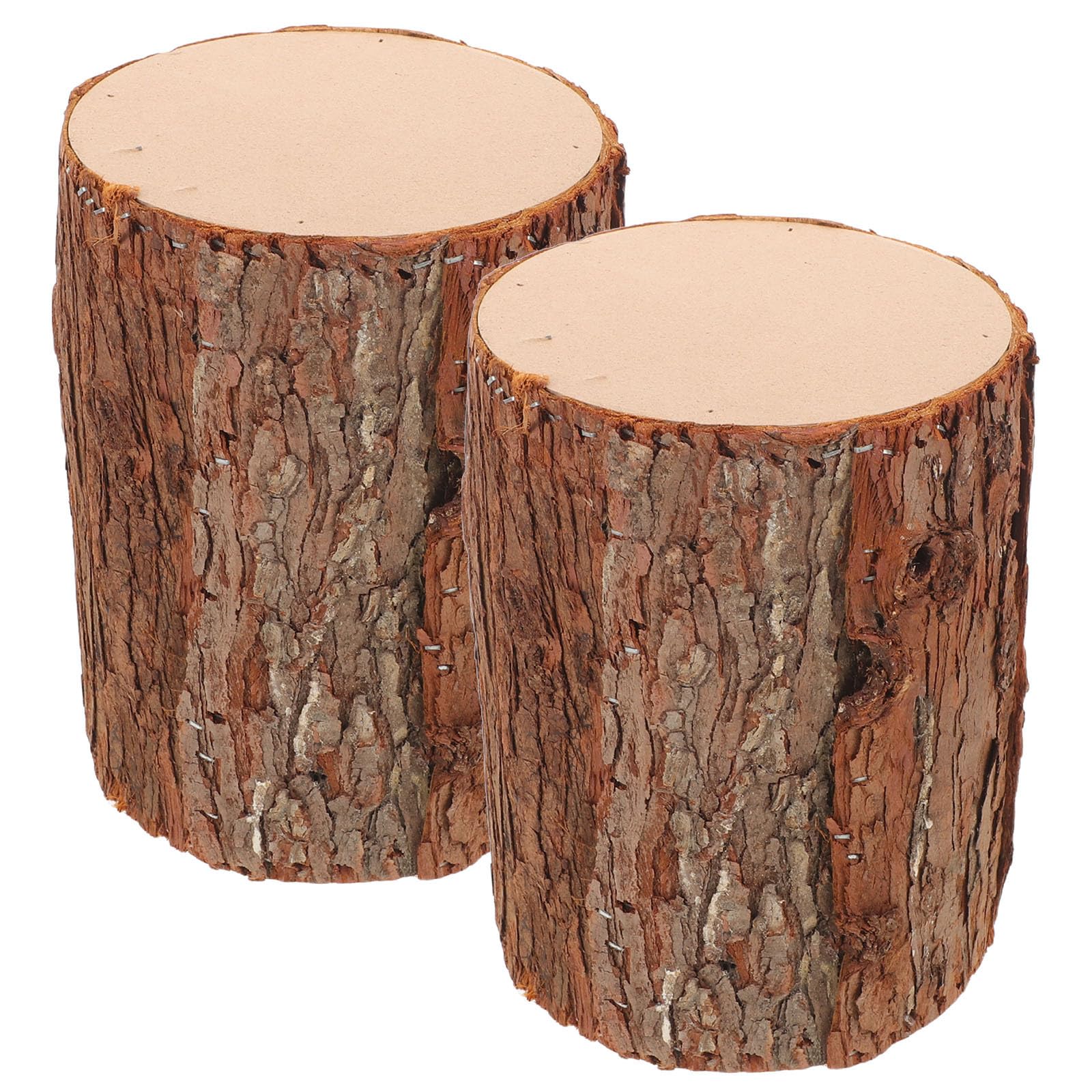 Kisangel 2 pezzi di ceppi d'albero artificiali in legno: ceppi d'albero artificiali in finto legno per centrotavola, decorazioni da tavola, portacandele, decorazioni per la casa e per