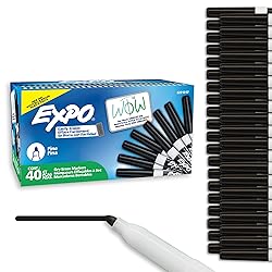 EXPO Dry Erase Markers, Low Odor Ink, Black, Fine Tip, 40 Count - Whiteboard, Calendar, Organization, Essential Supplies for Office, School, Classroom, Teachers