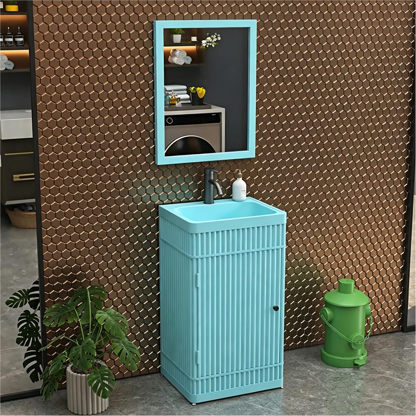 ZTGL Pedestal Sink Rectangular Basin Freestanding Sink Cabinet