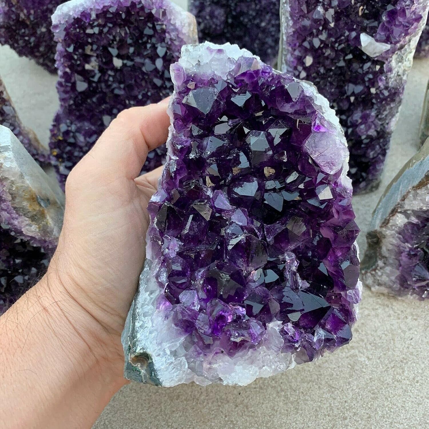 Crystal Stone Home Decor Natural Amethyst Geode Quartz Cluster Crystal Specimen(440-500g)