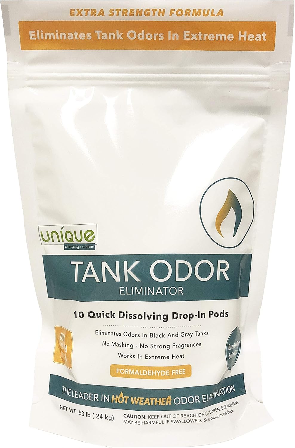 Unique Tank Odor Eliminator - Drop-In Pod - Pack of 10 | Hot Weather Formula - Eliminates Odors In Extreme Heat