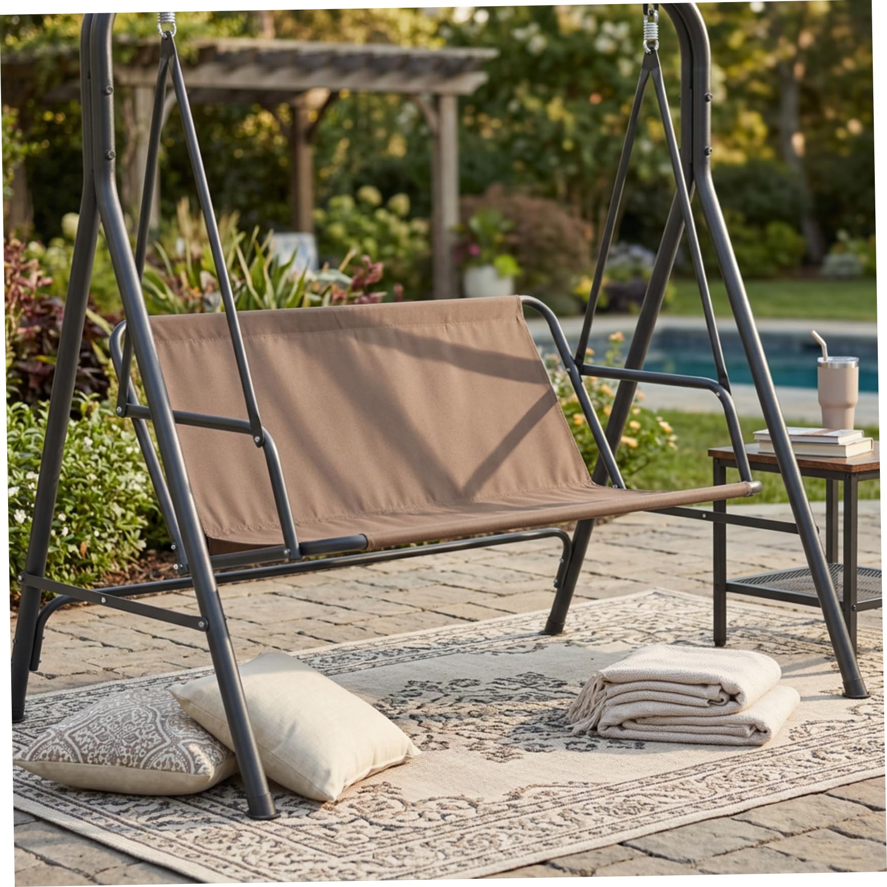 Sostituzione del sedile dell'altalena, tessuto sostitutivo dell'altalena da esterno impermeabile per la protezione della sedia da giardino del patio, sedile marrone caffè