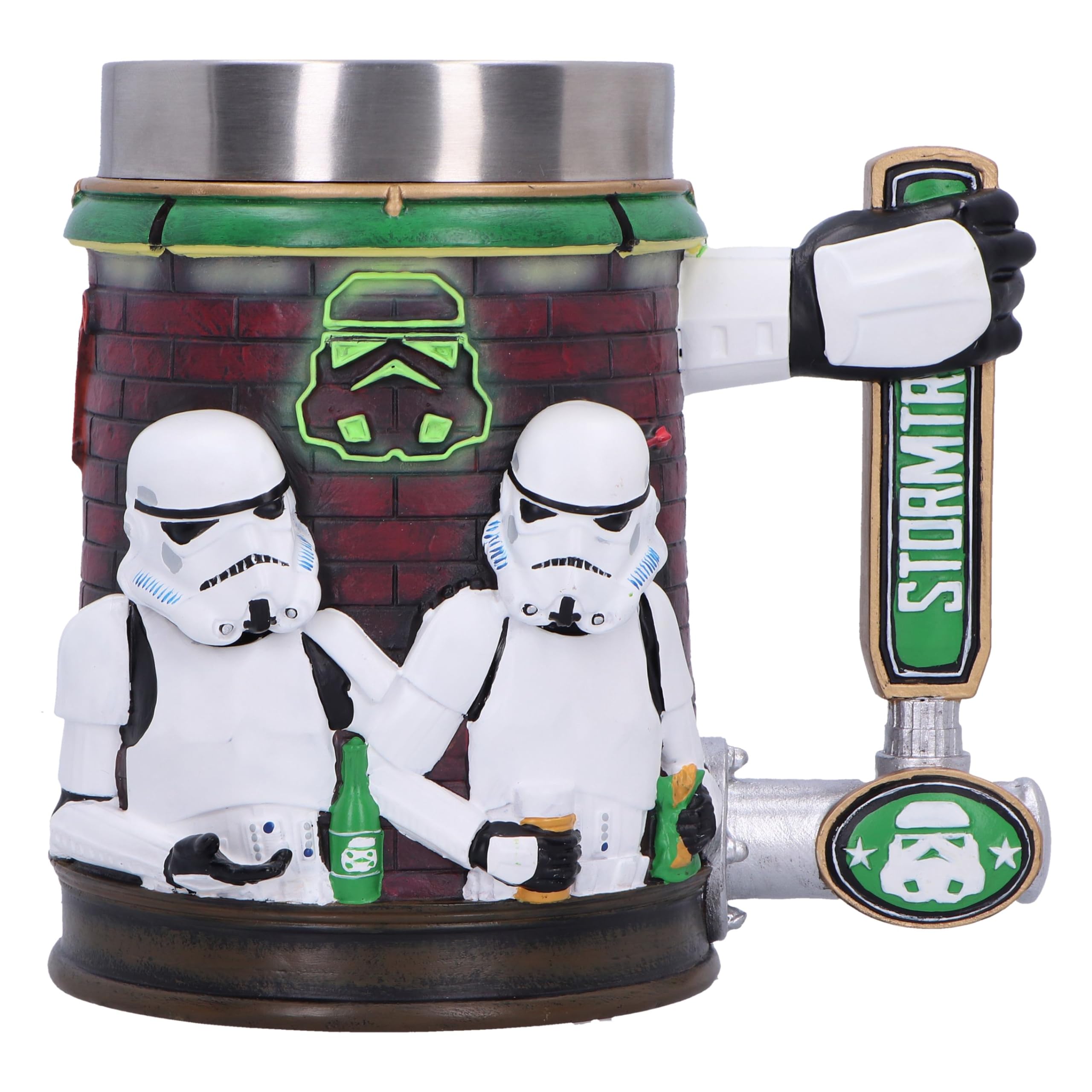 Nemesis Now Chope de bar Stormtrooper de 15,4 cm en résine, sous licence officielle Stormtrooper, design bar, poignée du robinet de bière, insert en acier inoxydable, coulée dans la meilleure résine,