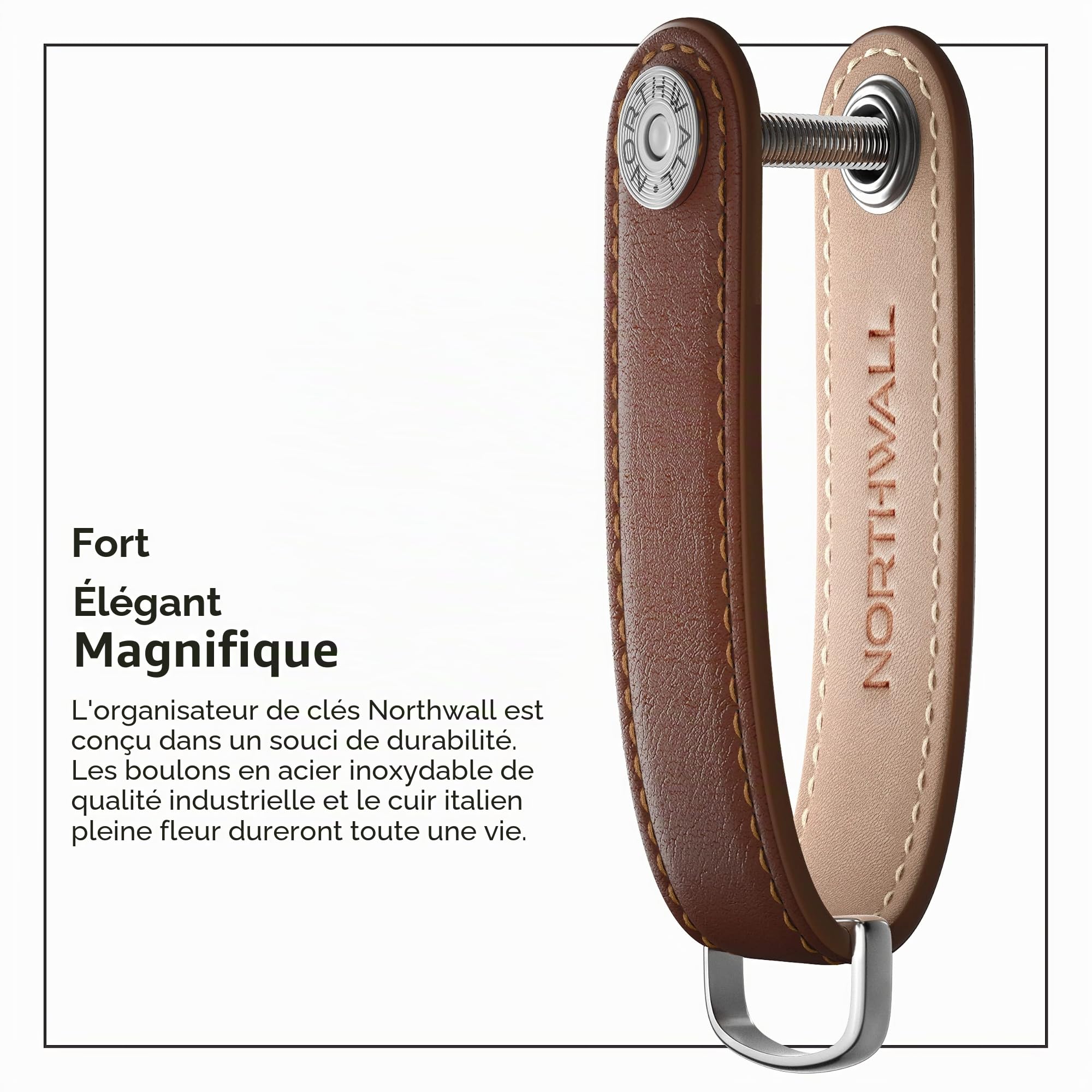 ThorKey NORTHWALL Organiseur pour Clés Cuir Compact Cuir de Qualité Premium - Mécanisme de Verrouillage de Sécurité – Jusqu'à 8 clés et outils - Porte-Clés Pratique - Marron