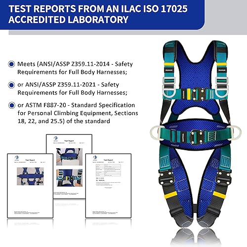Miniatura 6 de Arnés de seguridad de protección de cuerpo completo, ajuste de 5 puntos, seguro y cómodo, posicionamiento de construcción extra largo, pierna