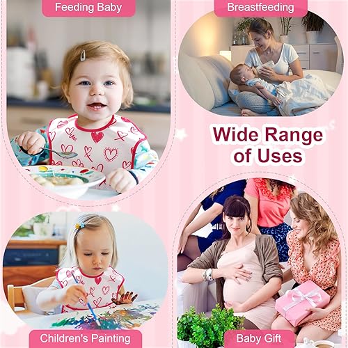 Miniatura 6 de Accmor Baby Bibs for Eating, Waterproof Mess Proof Baby Toddler Bibs, Apron Smock Feeding Bibs for Girls Boys 3 piezas, mariposa, en forma de