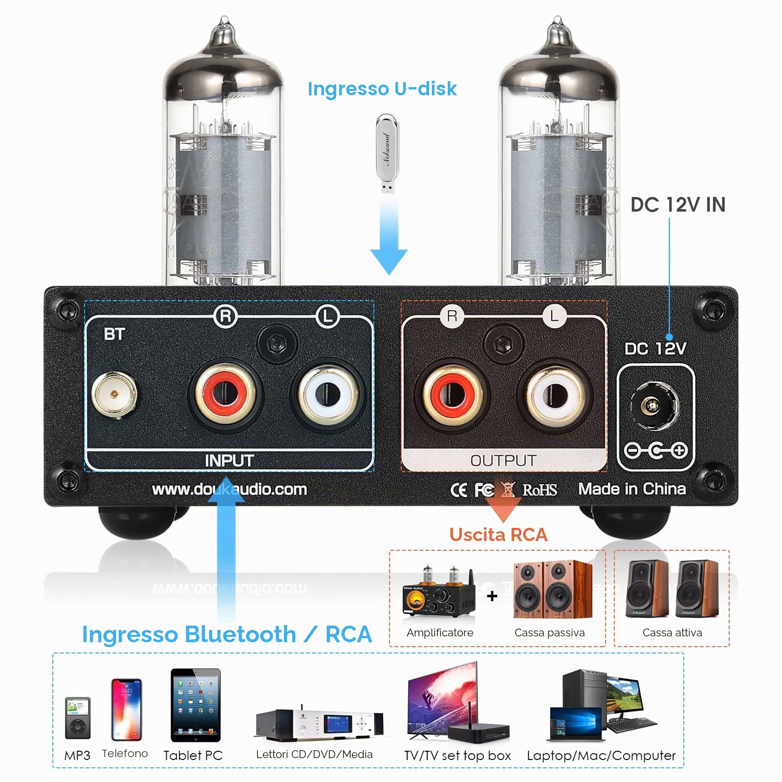 Tubo preamplificatore 6J1, AC 12 V 6J1, modulo di preamplificatore elettronico per tubo, controllo vocale HiFi classe A Tubo preamplificatore 6J1, AC 12 V 6J1, modulo di preamplificatore elettronico per tubo, controllo vocale HiFi classe A